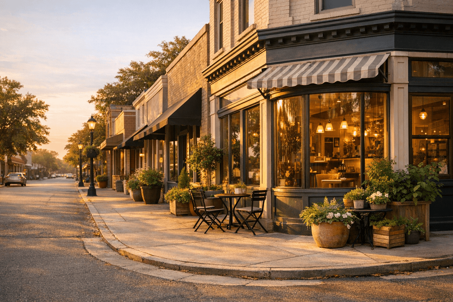 Main street storefronts representing a business acquisition opportunity